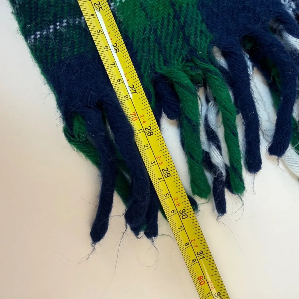 Faribault Woolen Mill  Blue‎ Green White Plaid WOOL Throw Blanket 53